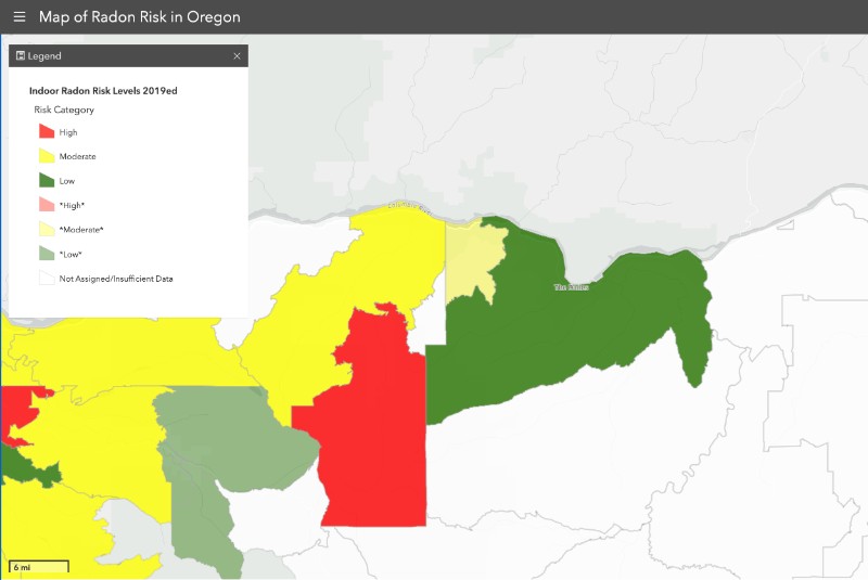 Columbia Gorge Area Radon Risk Levels - Oregon